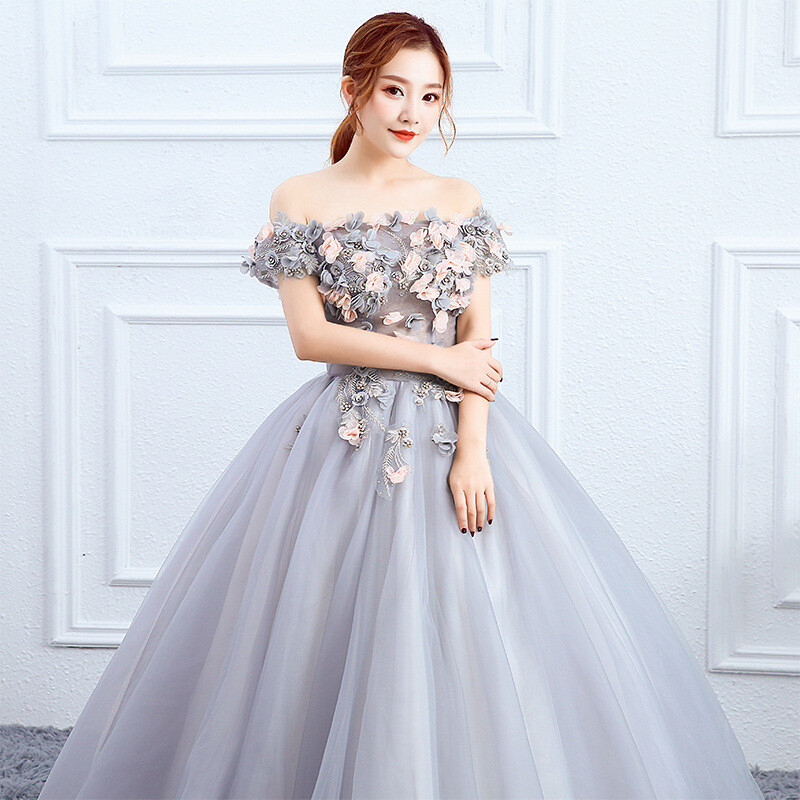 Women Bridal Wedding Dress Formal Full Length Lace Princess Female Dress