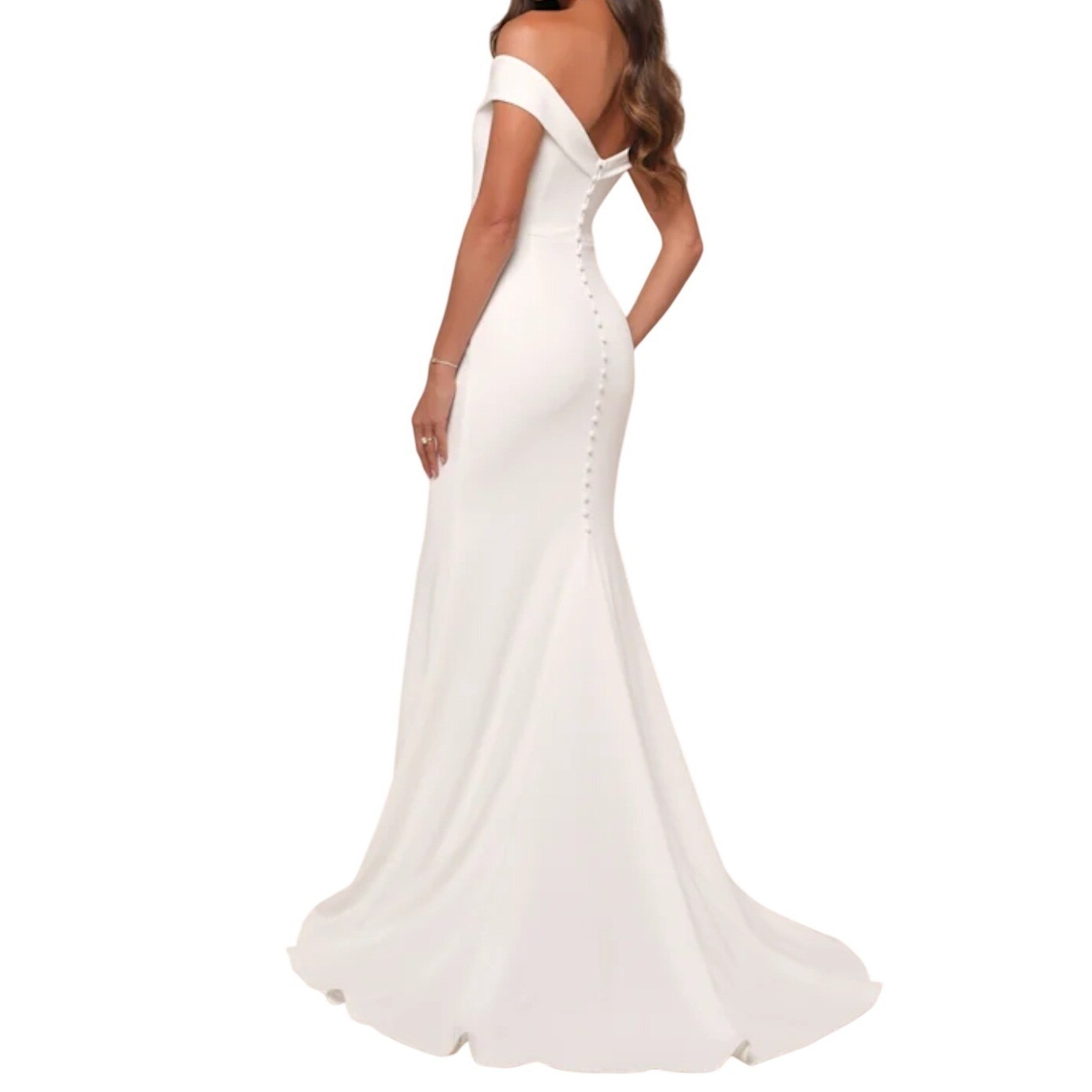 NWT Lulus Arienne White Off-the-Shoulder Mermaid Maxi Wedding Dress XS Elegant