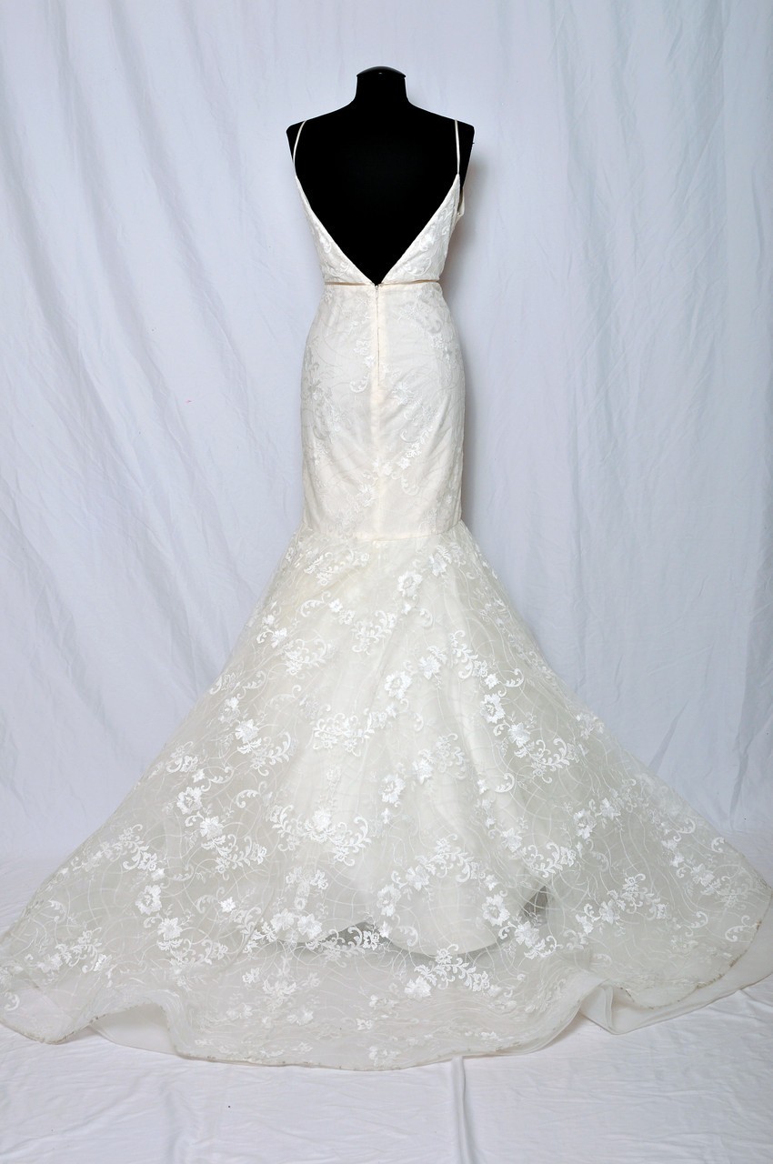 Tara Keely 2751 Ivory Wedding Dress 12 Lace Straps Illusion V Open Back USA