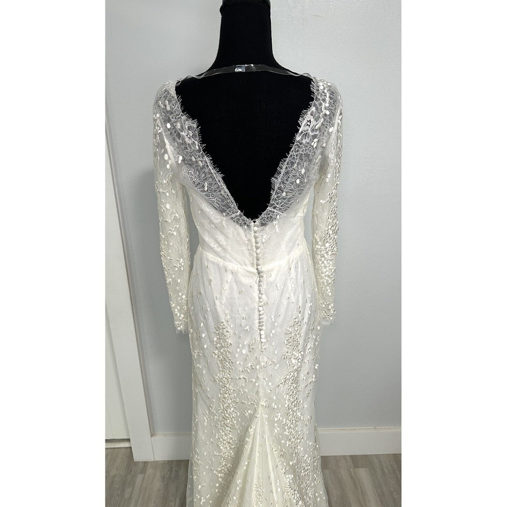 Unbranded Lace Wedding Dress Women 4-6 Ivory Excellent Long Sleeve Train Gown