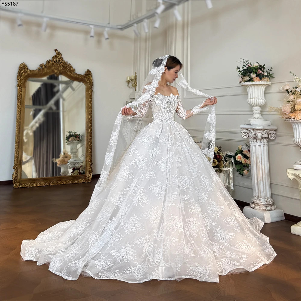 Elegant Soft Lace Beach Style A-line Wedding Dresses A Line Tulle Ball Gowns