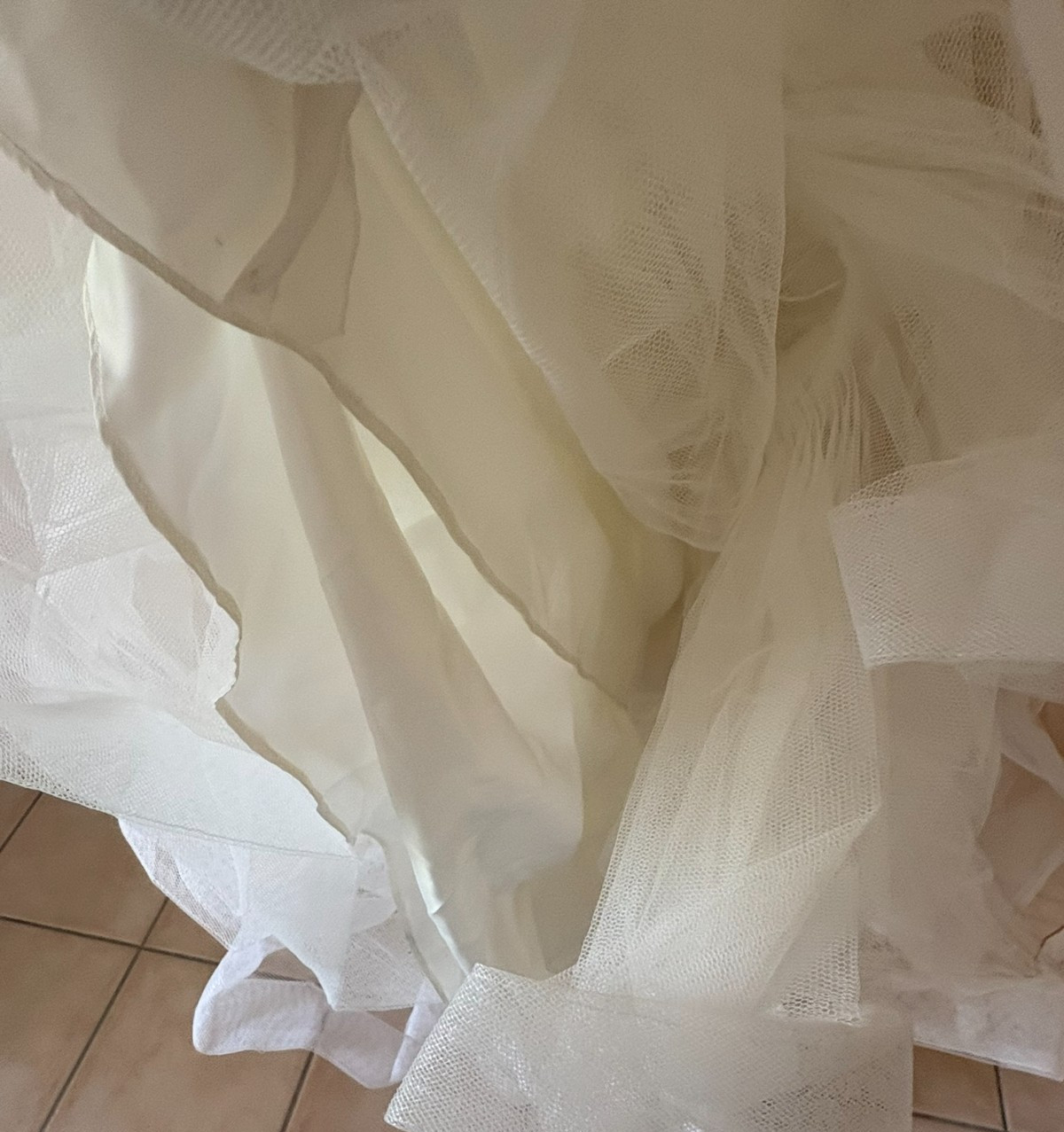 Provnias PrimaDonna Ivory and Beige A Line Size 12 (AU) Wedding Dress