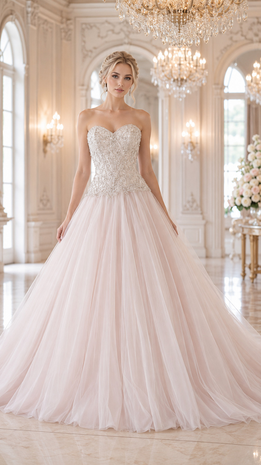 La Sposa Eriadu Princess Wedding Dress Ball Gown 14 Beige Ivory Crystal Bodice