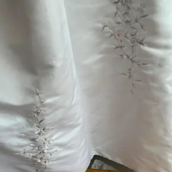Michaelangelo White Yellow Pink Strapless David Bridal Gown Wedding Dress Size 8