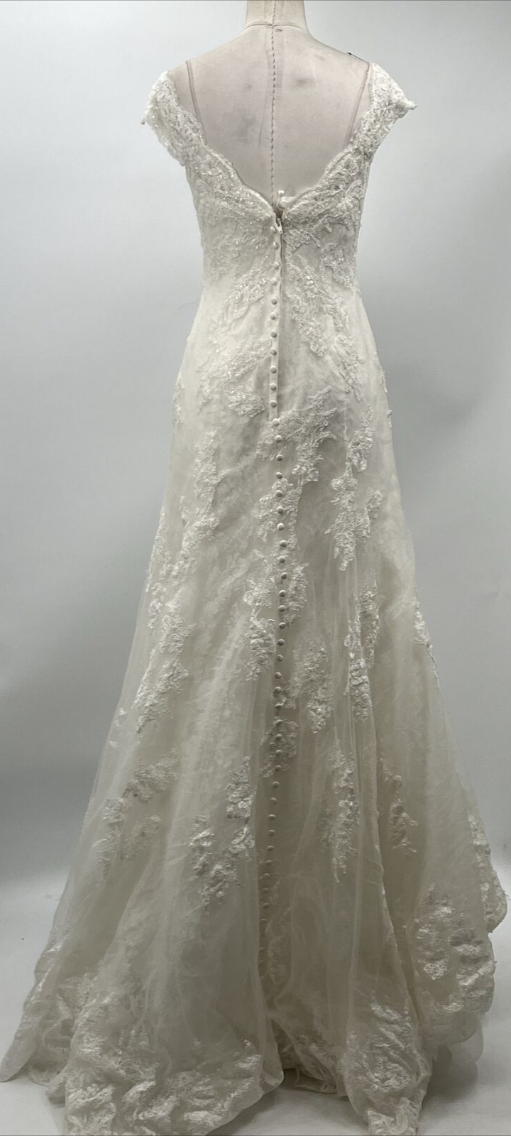 Oleg Cassini Off Shoulder Lace White Wedding Dress Petite Size 6P Style ~7CWG533