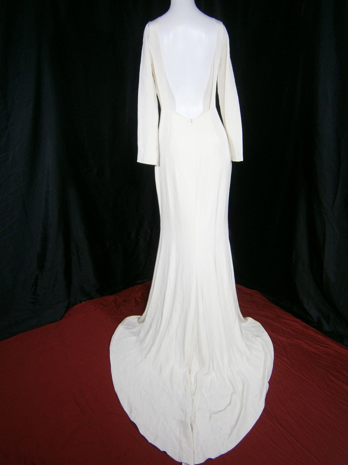 Alexandra Grecco Gemma 6 Wedding Dress Ivory Silk Crepe Slits Sleeves Modern