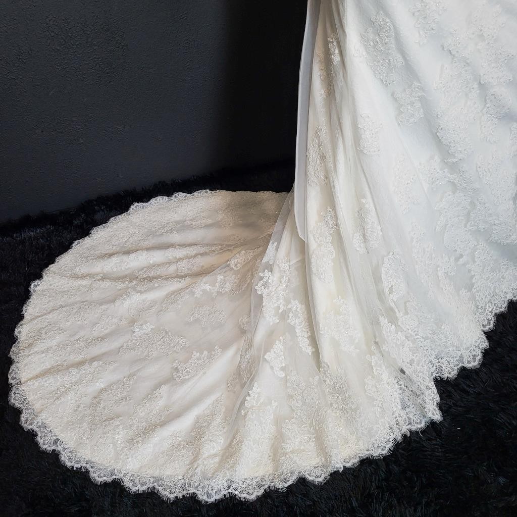NWT~$1355~MORILEE~SZ 6/8~IVORY EMBELLISHED FIT & FLARE WEDDING DRESS GOWN