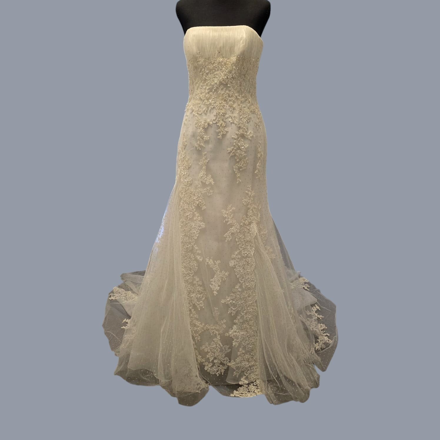 LA SPOSA by Pronovias Mermaid Strapless Wedding Dress Ivory Size 10