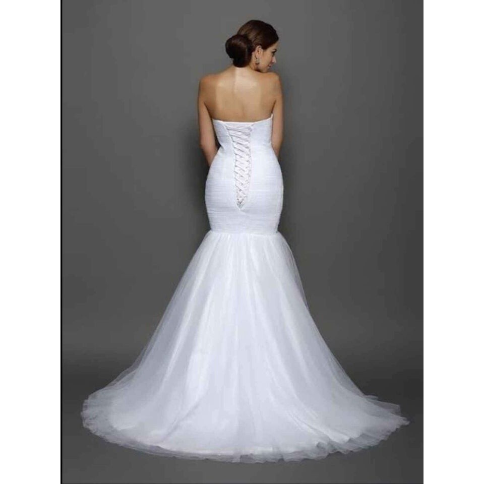 Wedding dress mermaid Sze 8-10 off shoulder fit and flare white bride tulle NEW