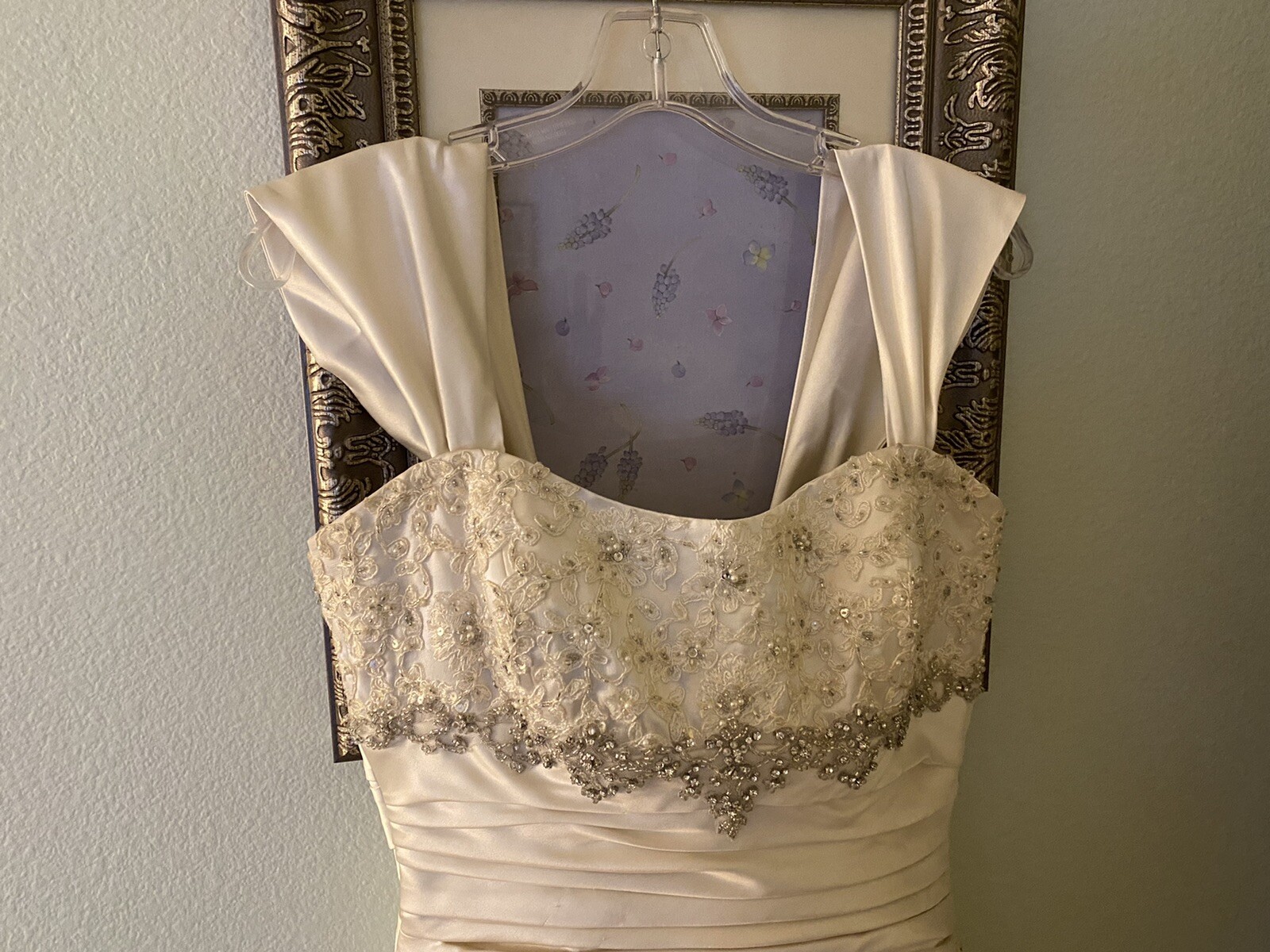  Maggie Sottero Couture, 10, ivory satin, crystal embellished wedding dress