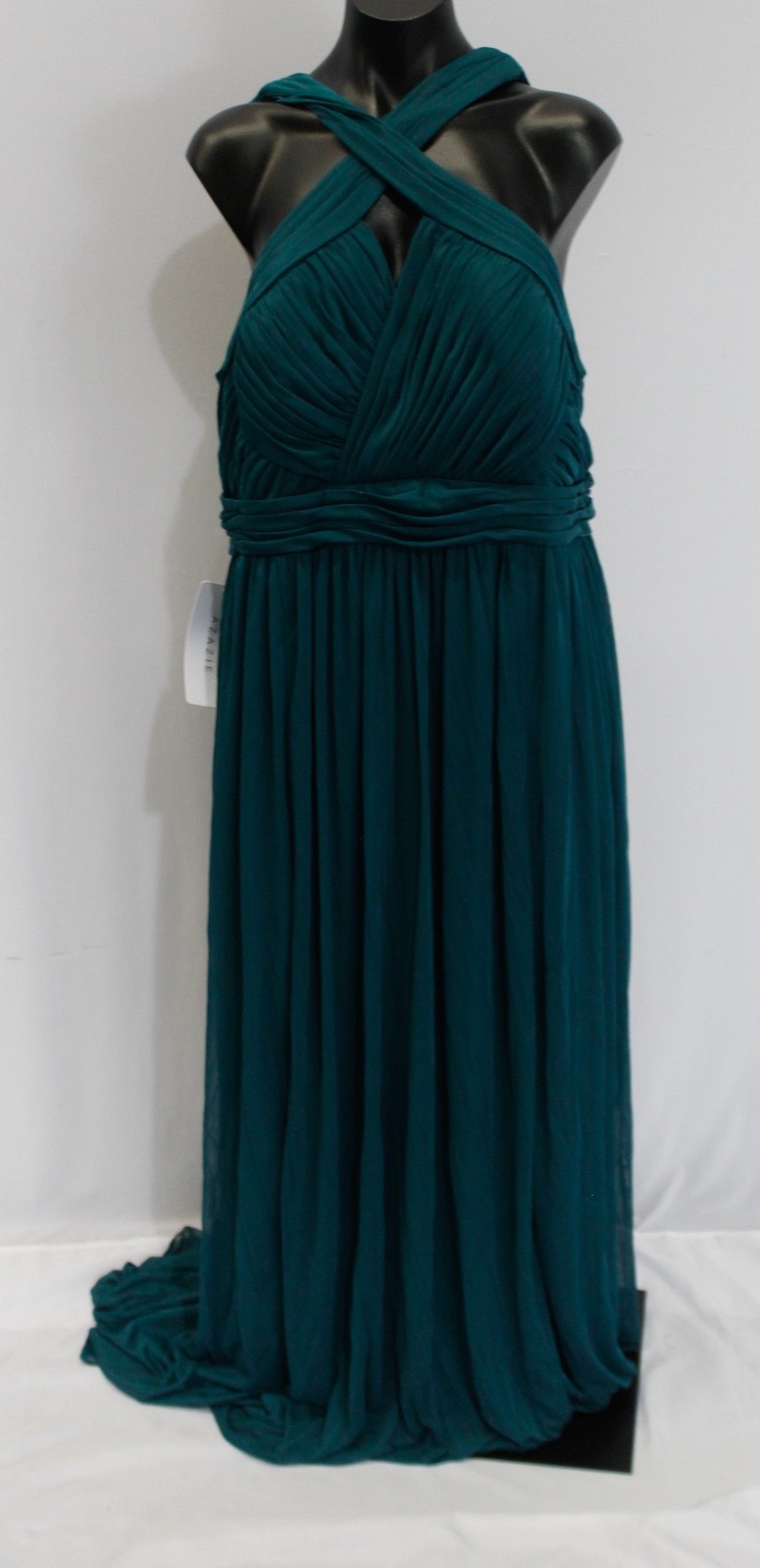 Azazie Women’s Hillian A-Line Halter Pleated Mesh Dress AP2 Peacock Size: A22