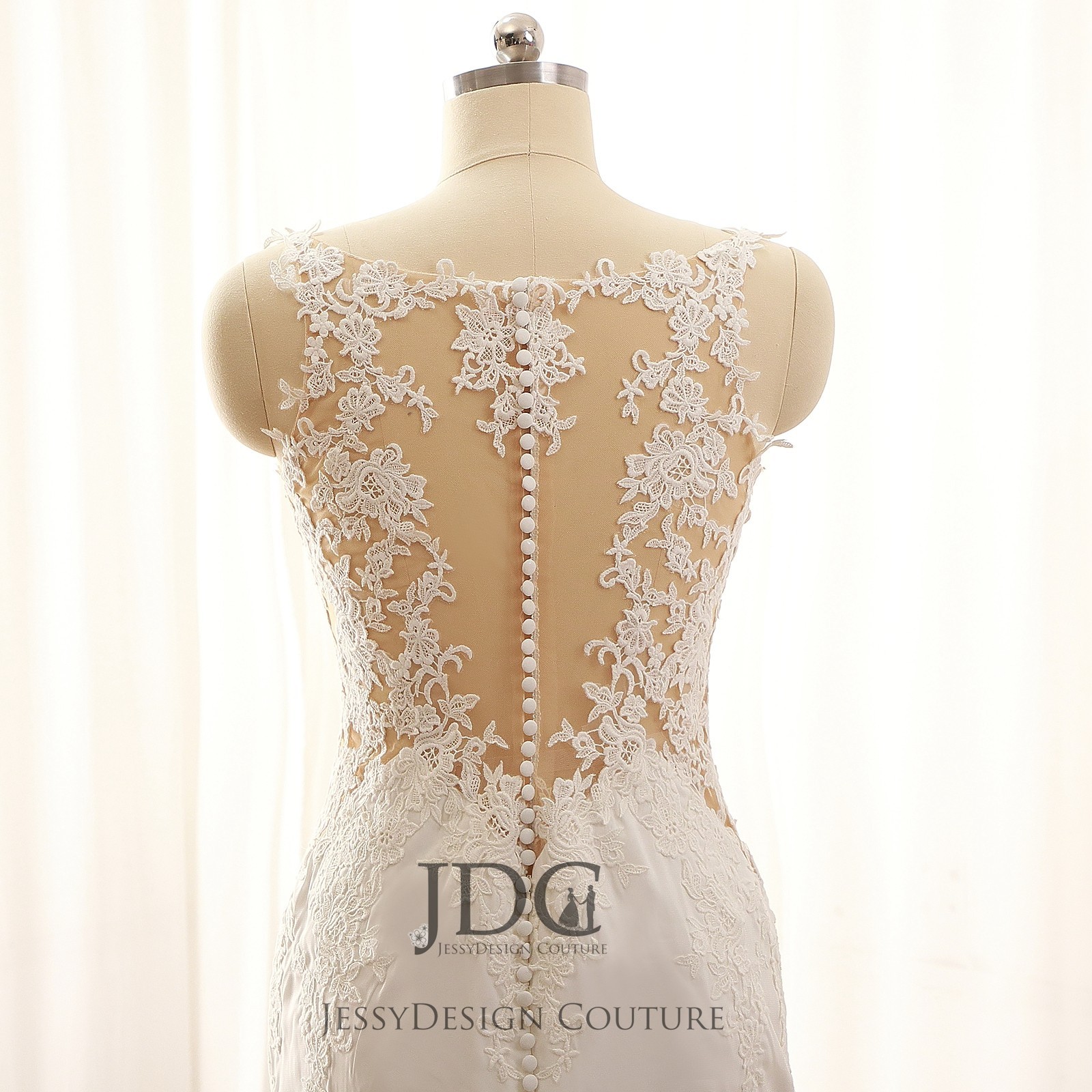 Summer fit flare crepe mermaid wedding dress wedding dress with tulle train