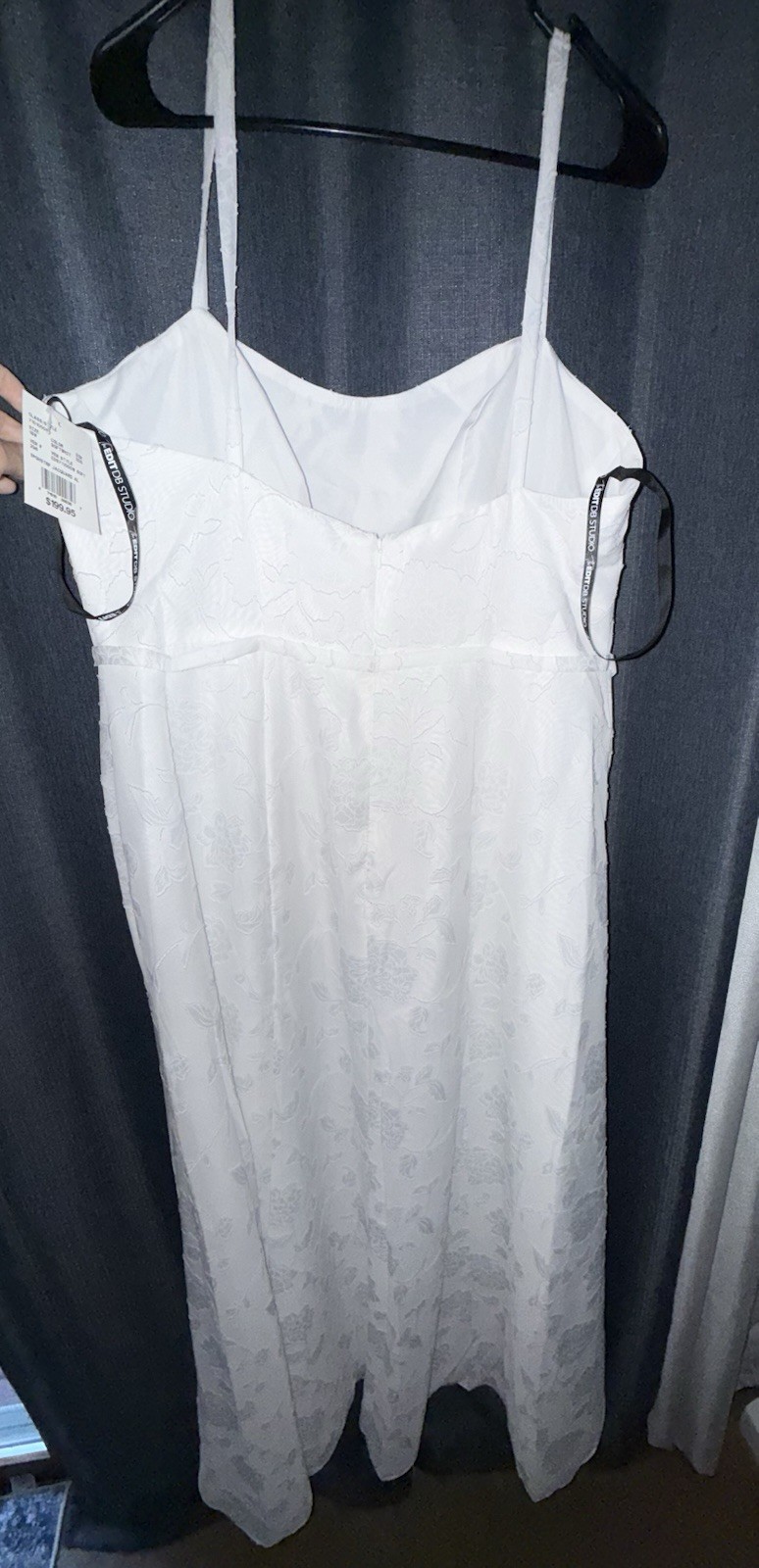 David’s Bridal Soft White Spaghetti Strap Jacquard A-Line Dress 18W NWT