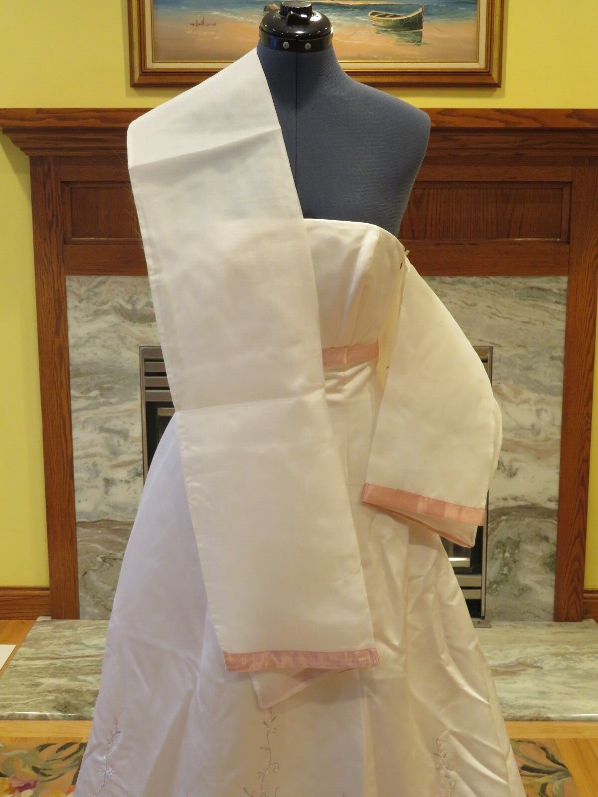 NEW Mori Lee IVORY & PINK !!!! Vintage Wedding Dress FLOWERS PRINCESS Gown Train