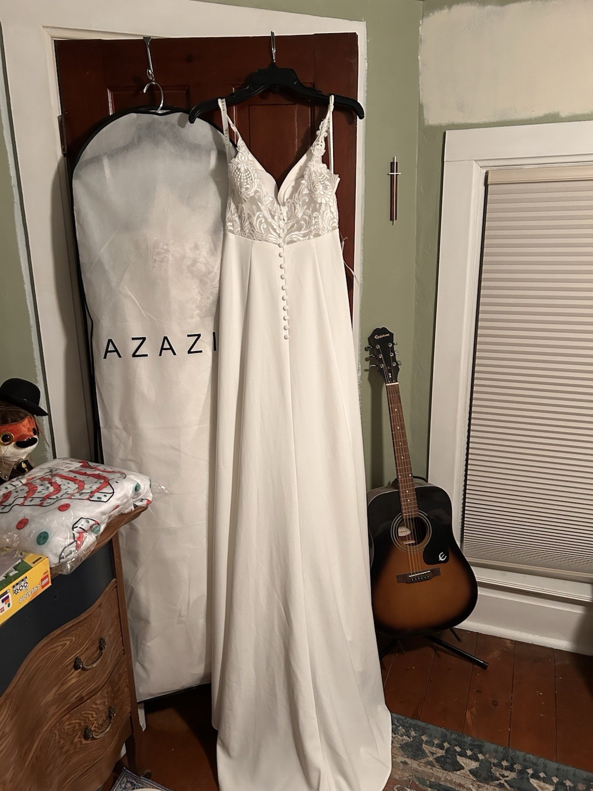 Azazie Xena Diamond White A-Line V-Neck Sleeveless Train Lace Sequin Dress