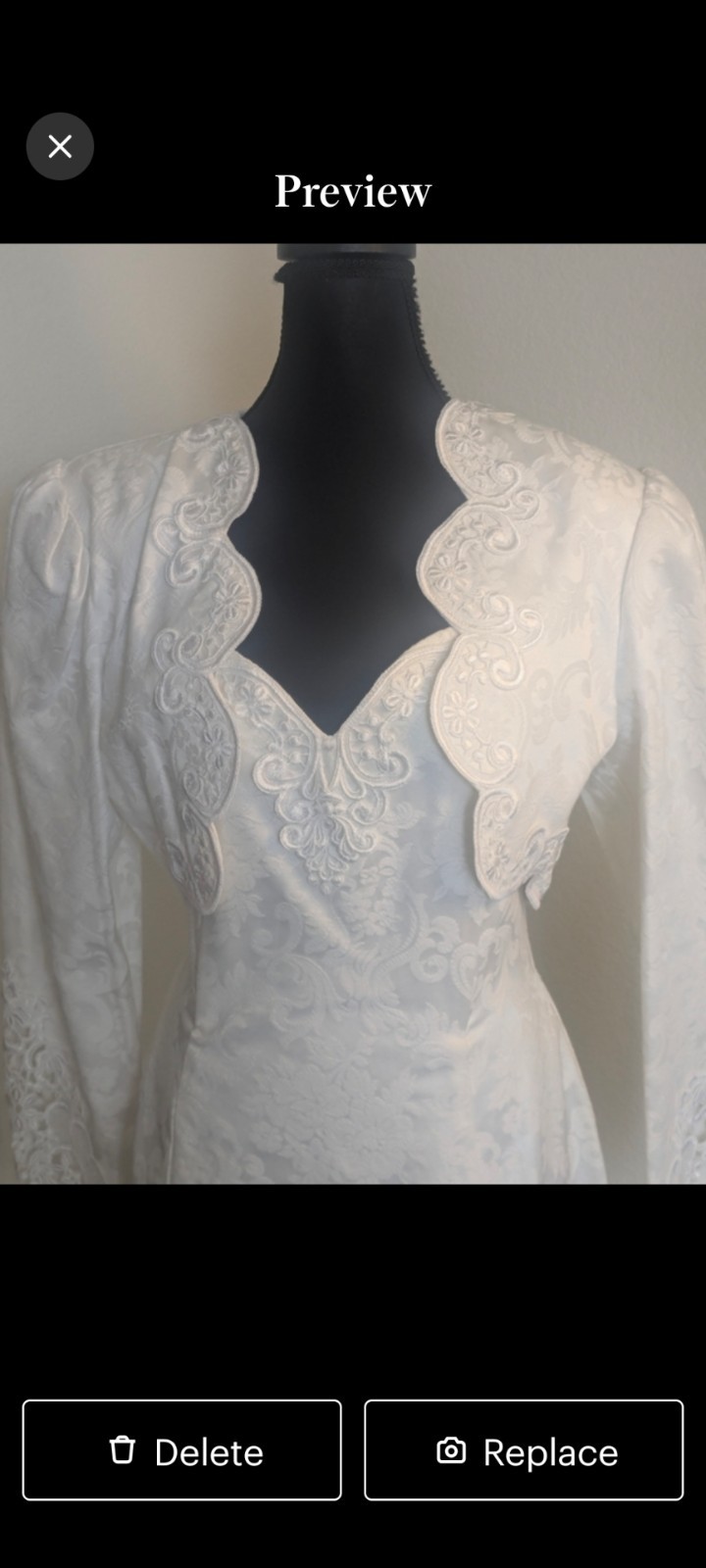 Vintage Bridal Jacquard Satin Strapless Wedding Dress + Bolero Jacket Reception