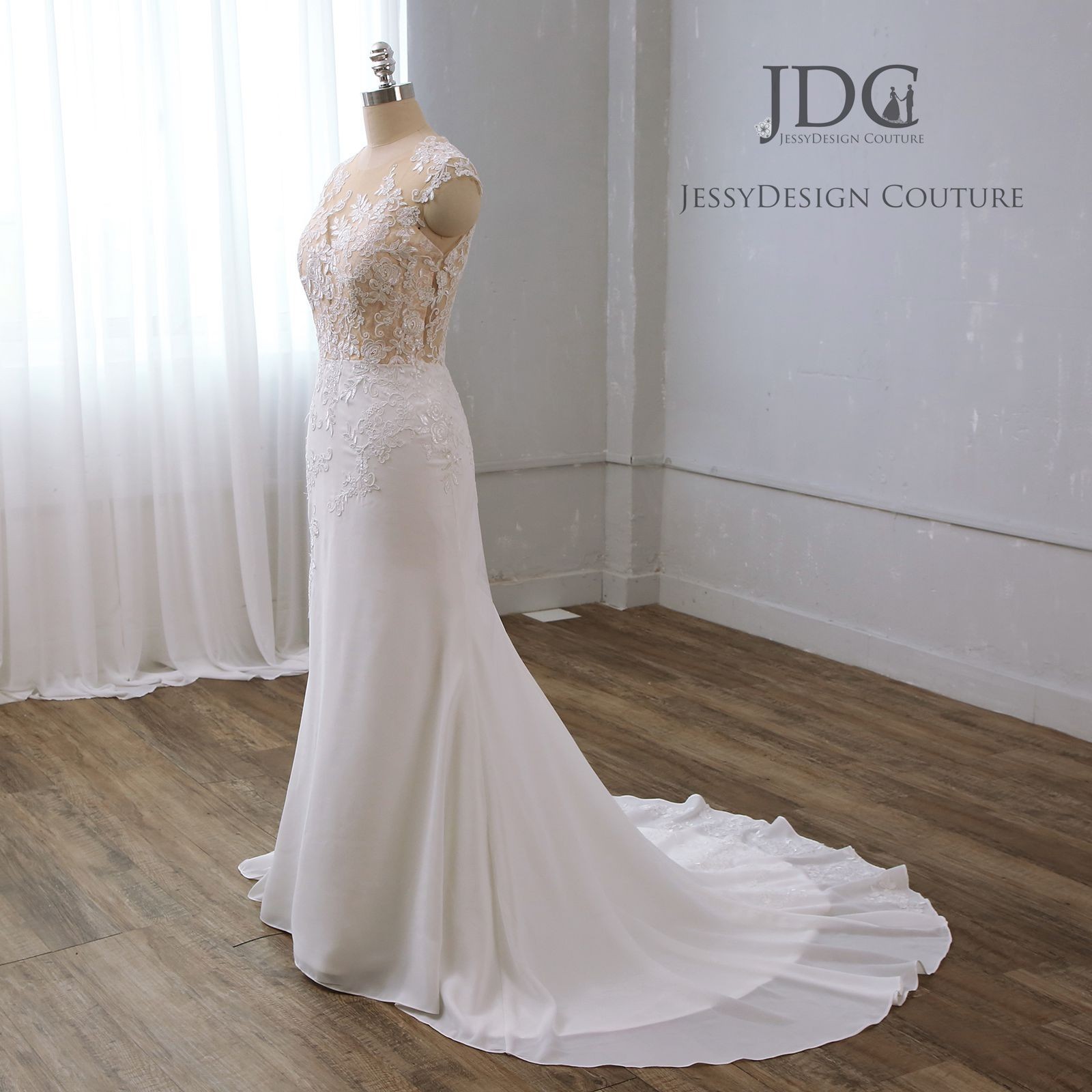 Summer fit flare crepe mermaid lace wedding dress wedding dress N. Measurement