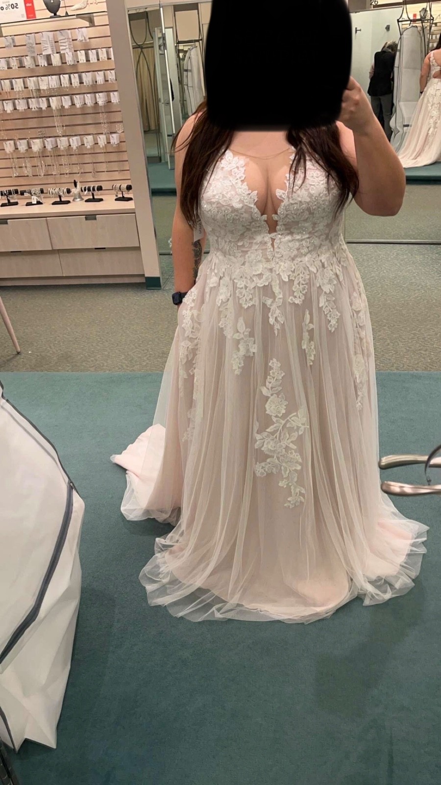 Illusions Plunge V-Neck Lace Wedding Gown From David’s Bridal