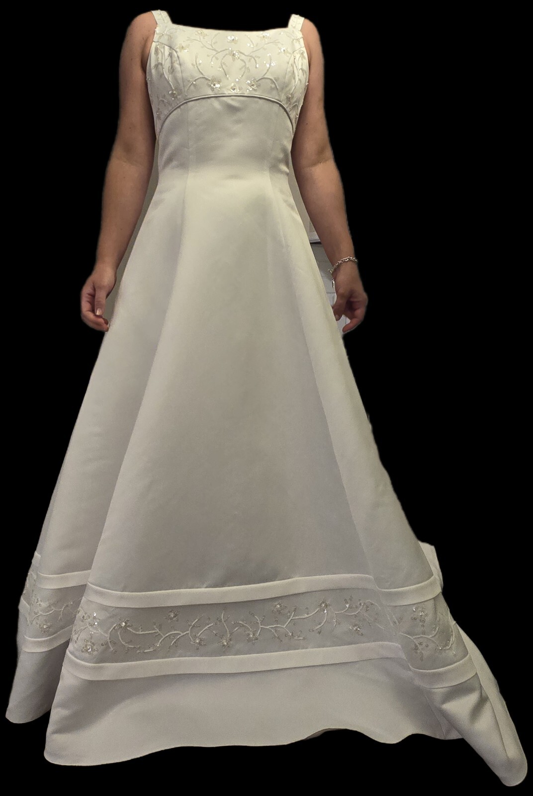 Oleg Cassini David Bridal Wedding Dress Style 2165BX size 14 White Buttons