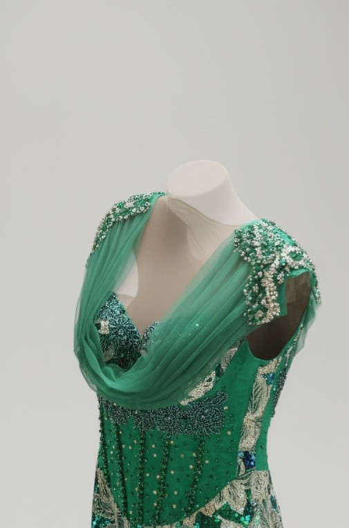 Custom Made Sequined Mermaid Gown with Train Built in Corset