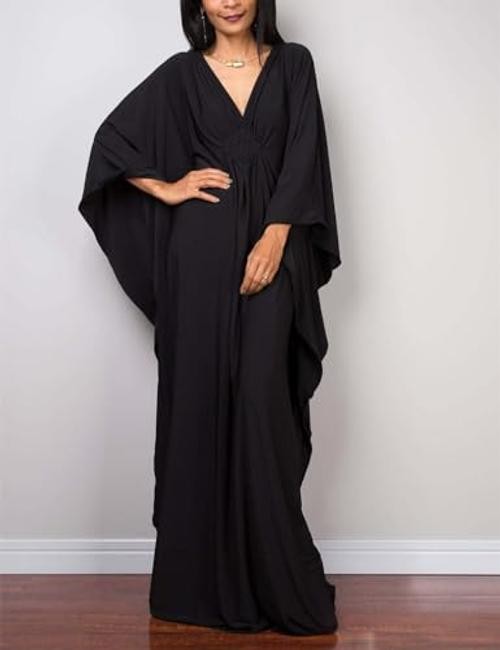 Caftan Dresses for Women Solid Color Plus Size Beach Dress V Neck Cover Up