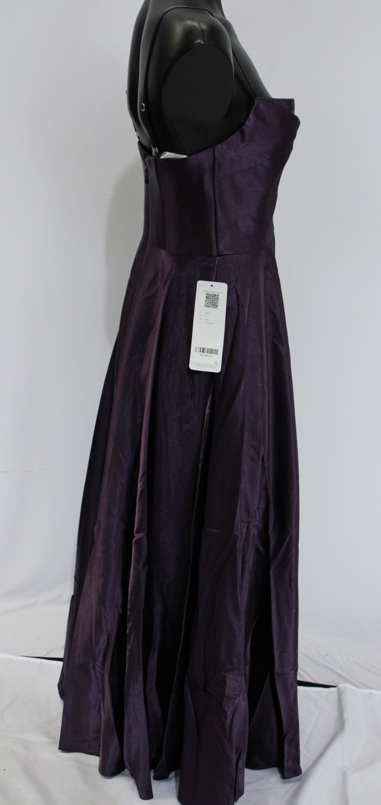 Azazie Women’s Elle A-Line W/ Pockets Metallic Satin Dress AP2 Plum Size: Custom