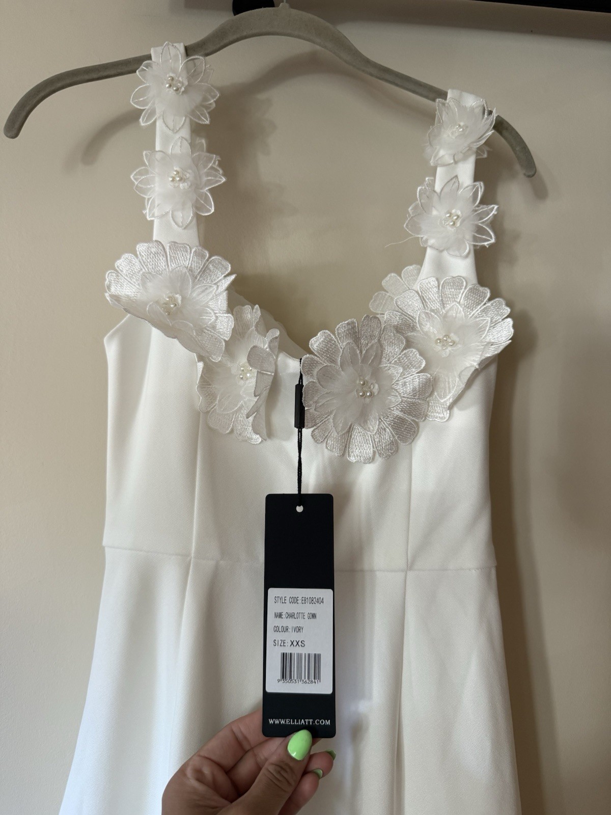 Elliatt Charlotte Gown in Ivory Floral Lace Bride Bridal Women’s Dress Size XXS