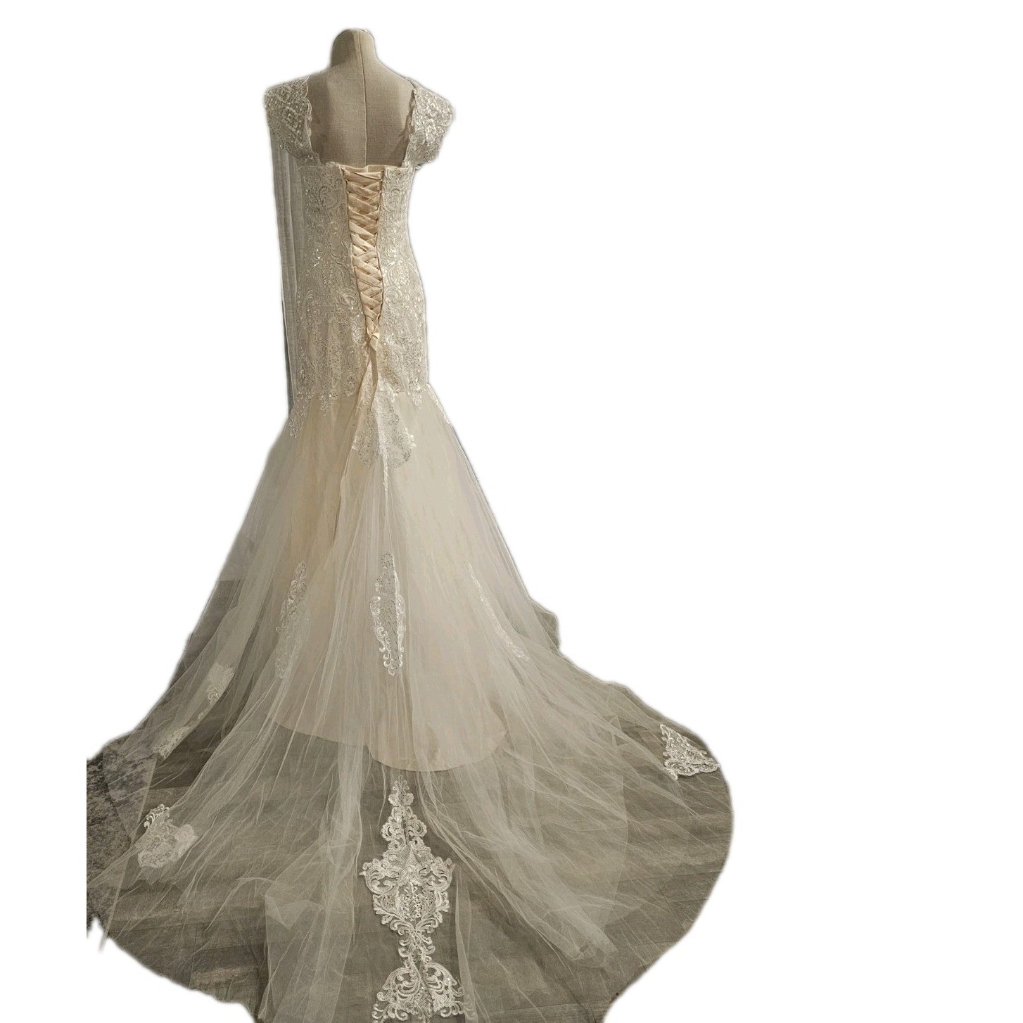 Wedding Dress Size 2 Unbranded Sequined Ivory Off White Adjustable Lace Up NWT