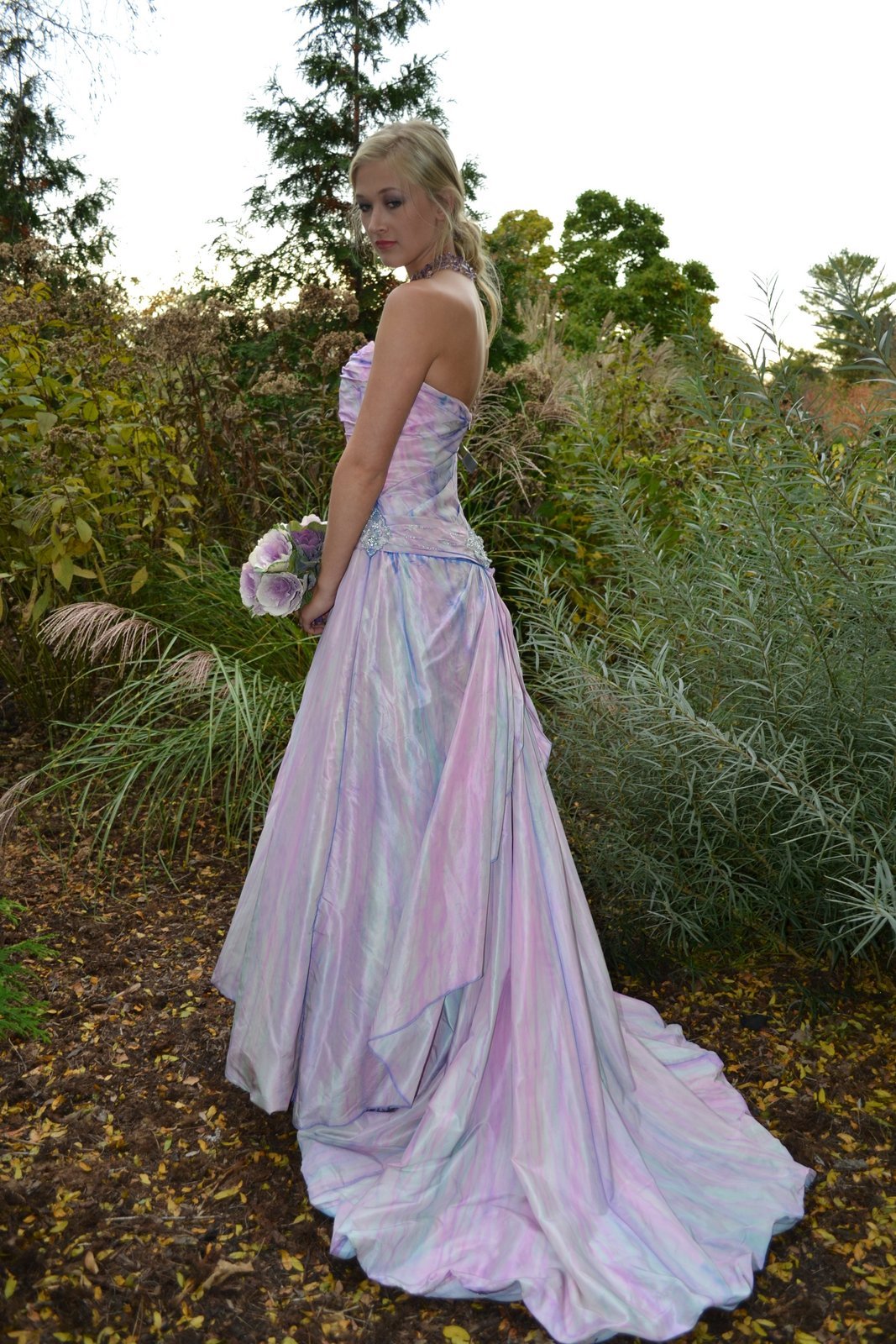Bohemian Beach Wedding Dress Silk Pink blush White purple 6 8 10 corset med larg