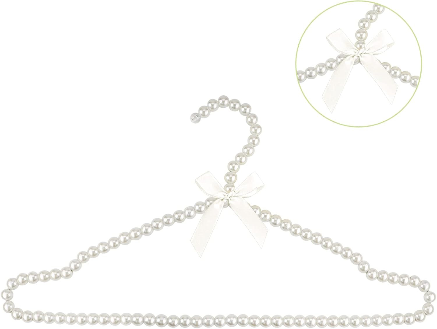 Pearl Hangers 16in for Wedding Dress Bridal Gown, 5-Pack | Sturdy Metal Core, Ri