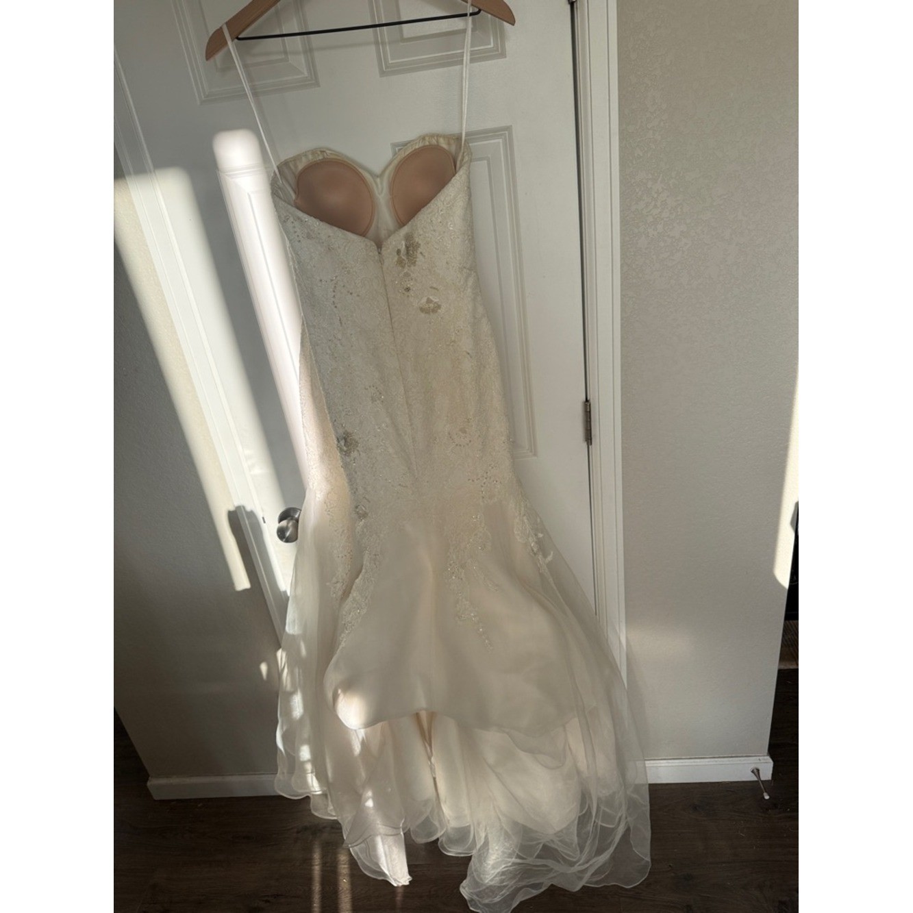 Augusta Jones Lace Appliqué Wedding Dress Strapless Mermaid Gown Ivory