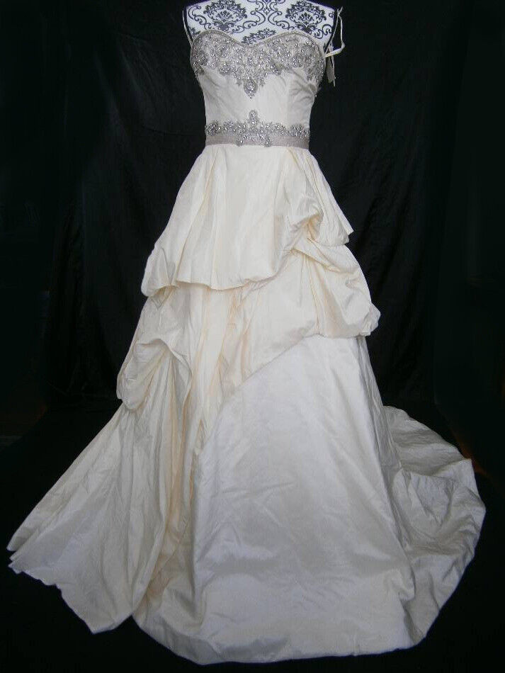 Victor Harper Couture Wedding Dress Silk Swarovski Crystals Ivory Size 6-8