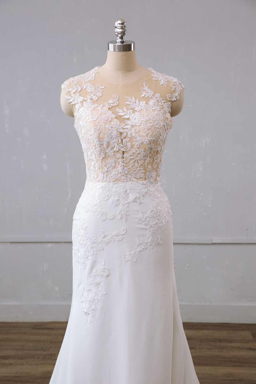 Summer fit flare crepe mermaid lace wedding dress wedding dress N. Measurement