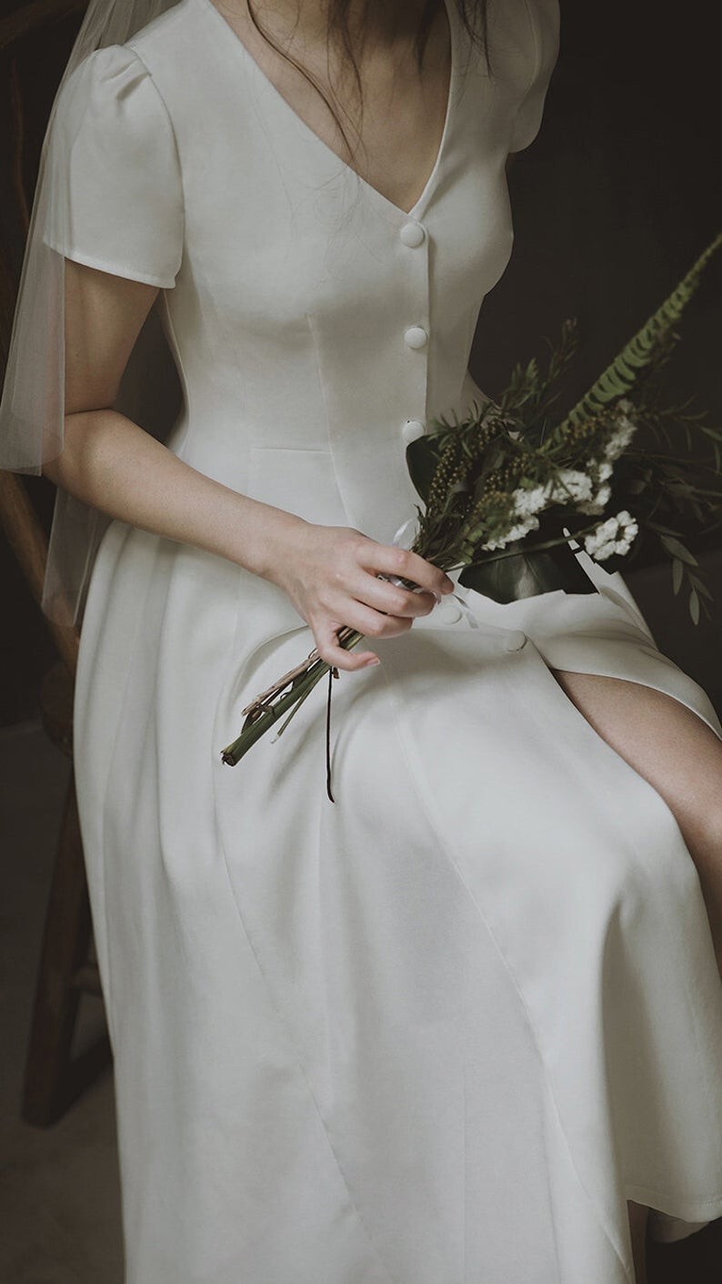 Alice – French style simple elegant wedding dress.