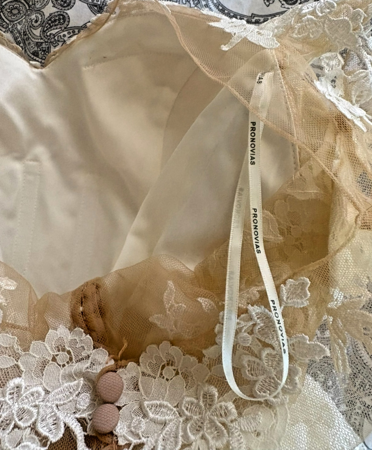 Provnias PrimaDonna Ivory and Beige A Line Size 12 (AU) Wedding Dress