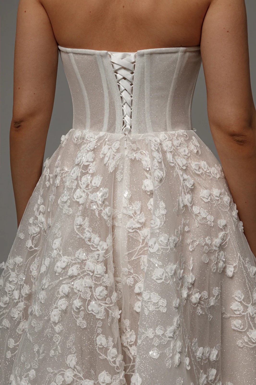 Glitter Lace Wedding Dress Floral 32-60 Off Shoulder Detachable Bolero Beads