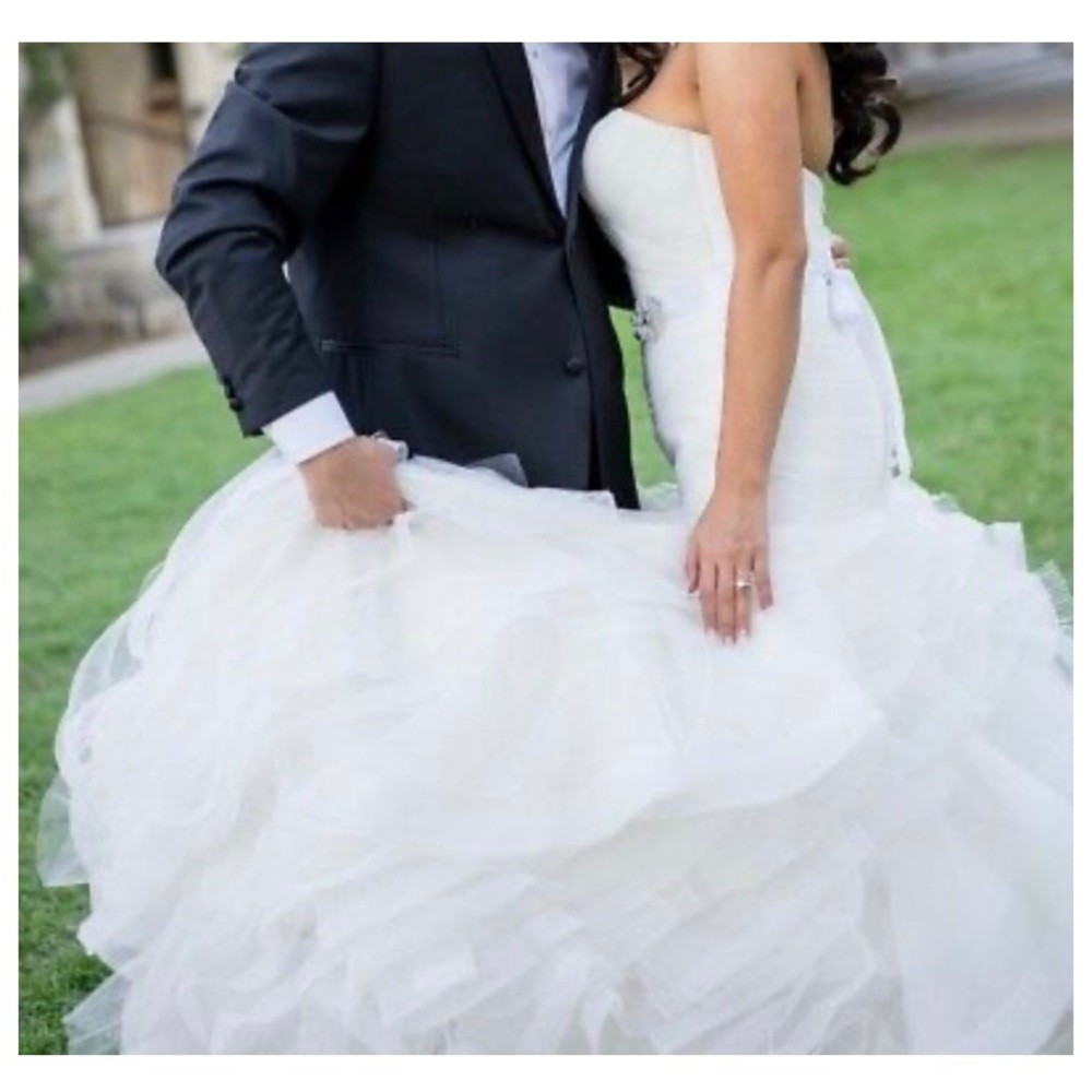 Pronovias Mildred Wedding Dress 22 Off-White Mermaid Ruffles Ball Gown Ethreal