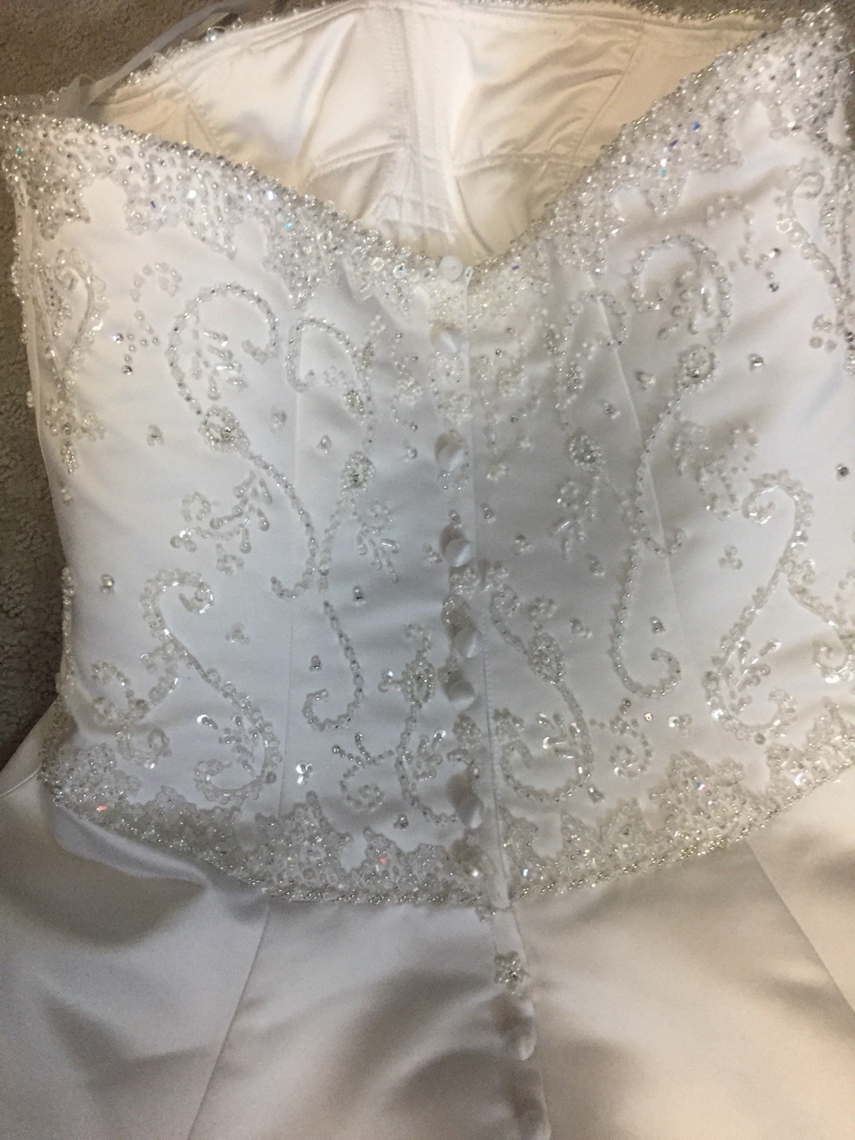 Allure Bridals Size 8 White Strapless Gown Wedding Dress W Sequins & Train