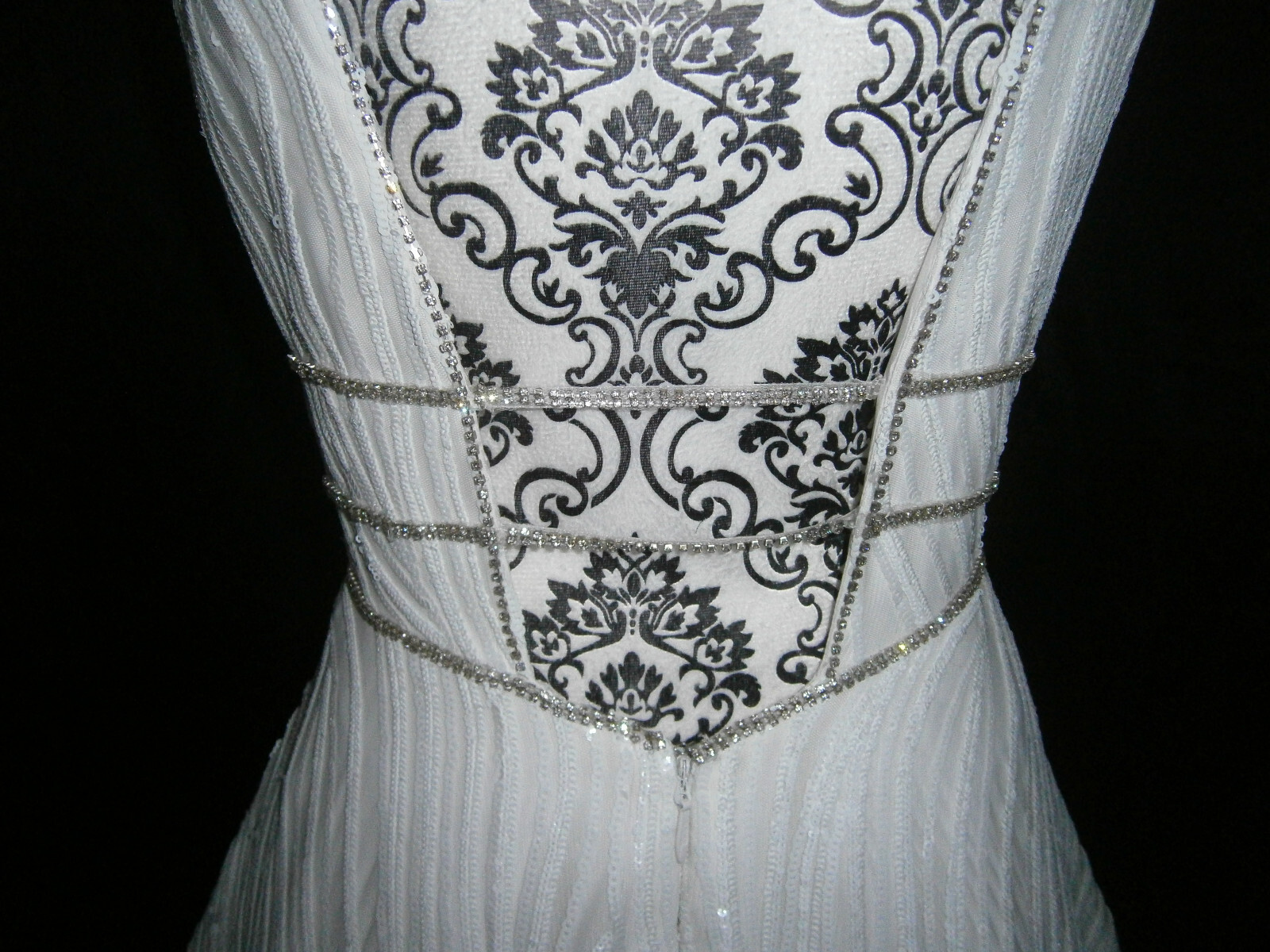 Ashley & Justin Wedding Dress 12 Ivory A-Line Tulle White Sequins Crystals WOW