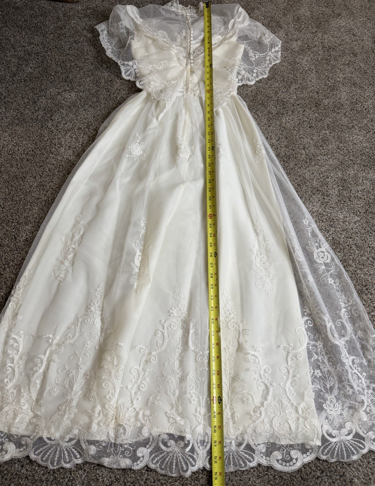 Vintage 50s 60s Alfred Angelo Lace High Neck Wedding Gown Victorian Prairie XS