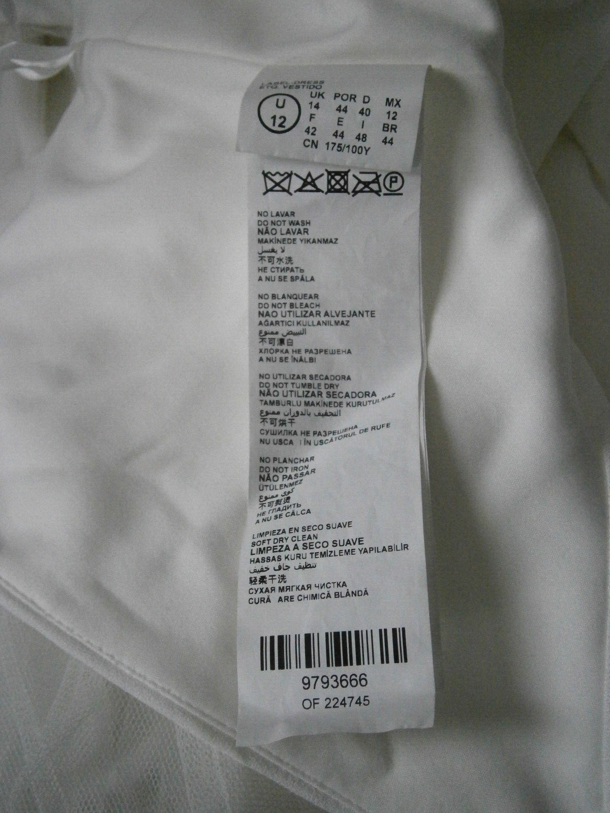 La Sposa Laurus Wedding Dress 12 White Crepe Tulle Sleeves Beaded Plunging V