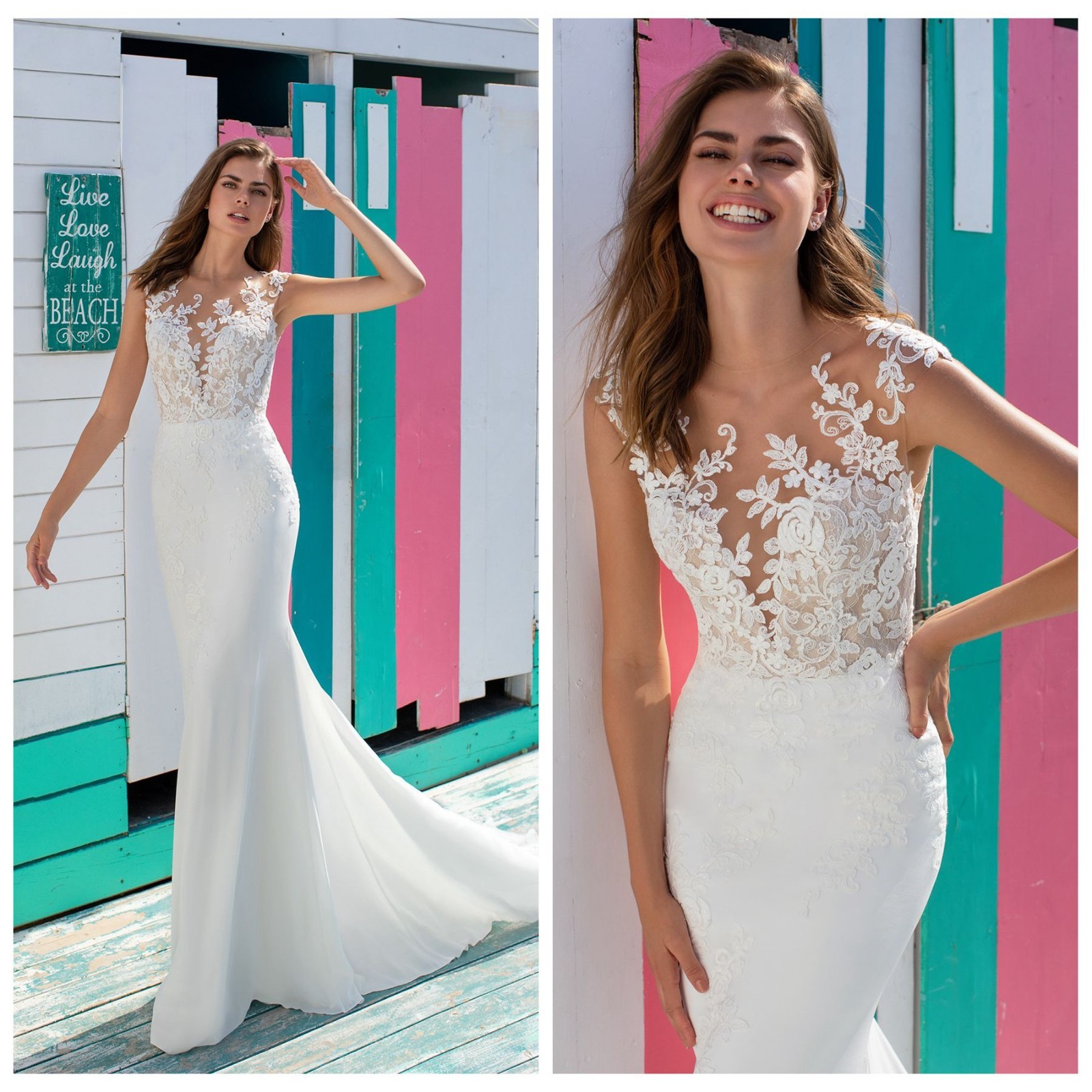 Summer fit flare crepe mermaid lace wedding dress wedding dress N. Measurement