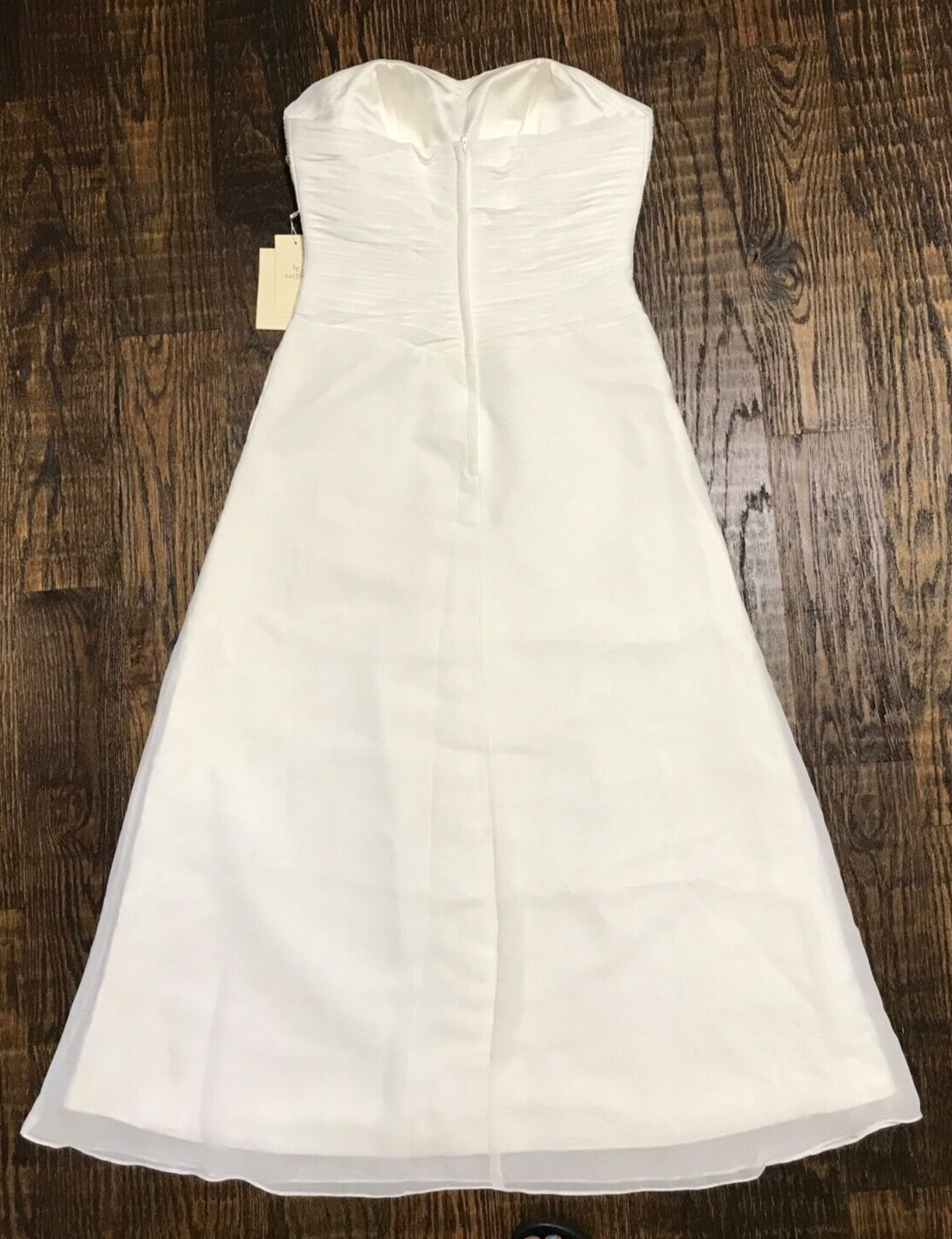 NWT LanTing Ivory Strapless Beach Ruched Chiffon Wedding Dress With Shawl / Wrap