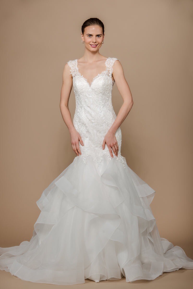 NWT Lace Mermaid Gown w/ Organza Skirt Open Back Gorgeous! USA $2,900 Bridal 12