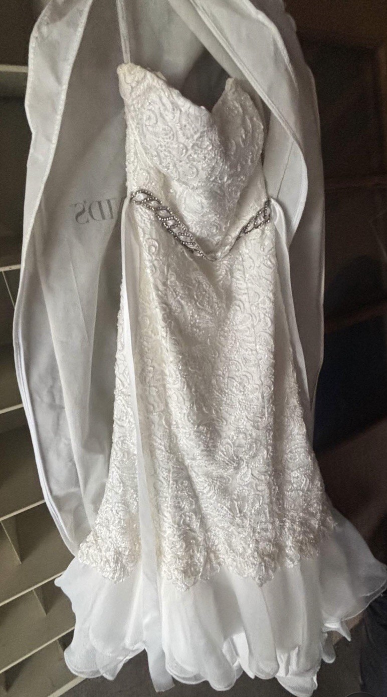 Galina Signature Strapless Mermaid Davids Bridal Wedding Dress 14 Lace Swg400