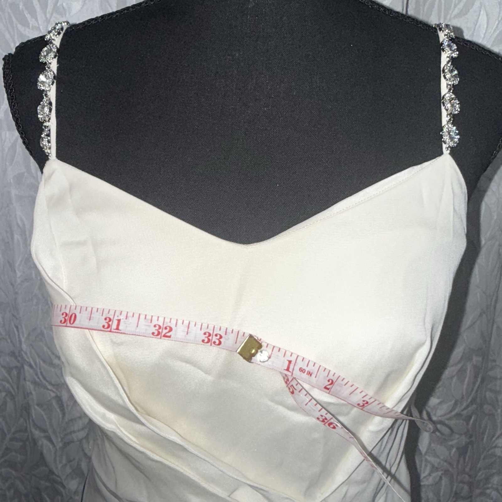 Ann Taylor Long Formal Wedding Bridal White Ivory With Silver Straps deess