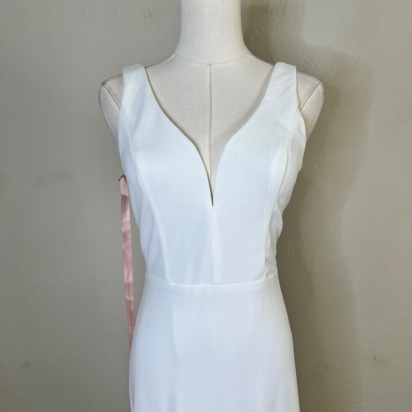 Lulus Wedding Dress White Lace Maxi Size Small New V-Neck Train Mermaid Buttons