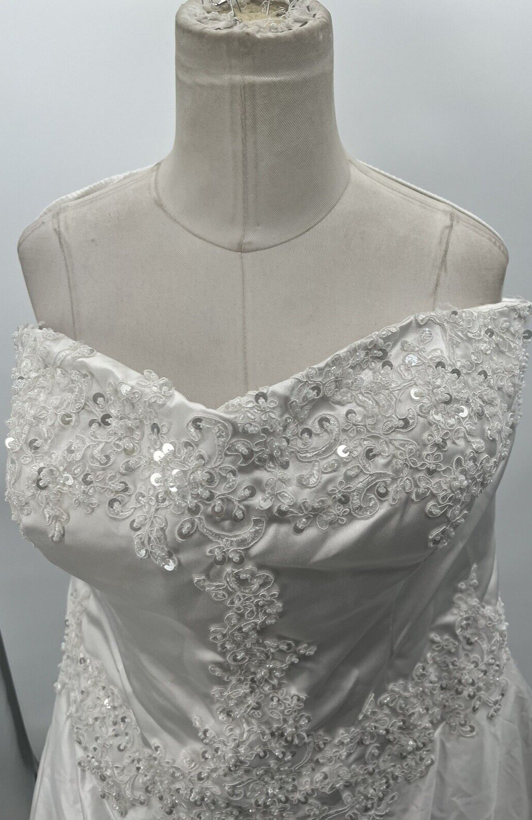 Women’s Beaded Sleeveless Corset Back White Wedding Bridal Dress Custom Size