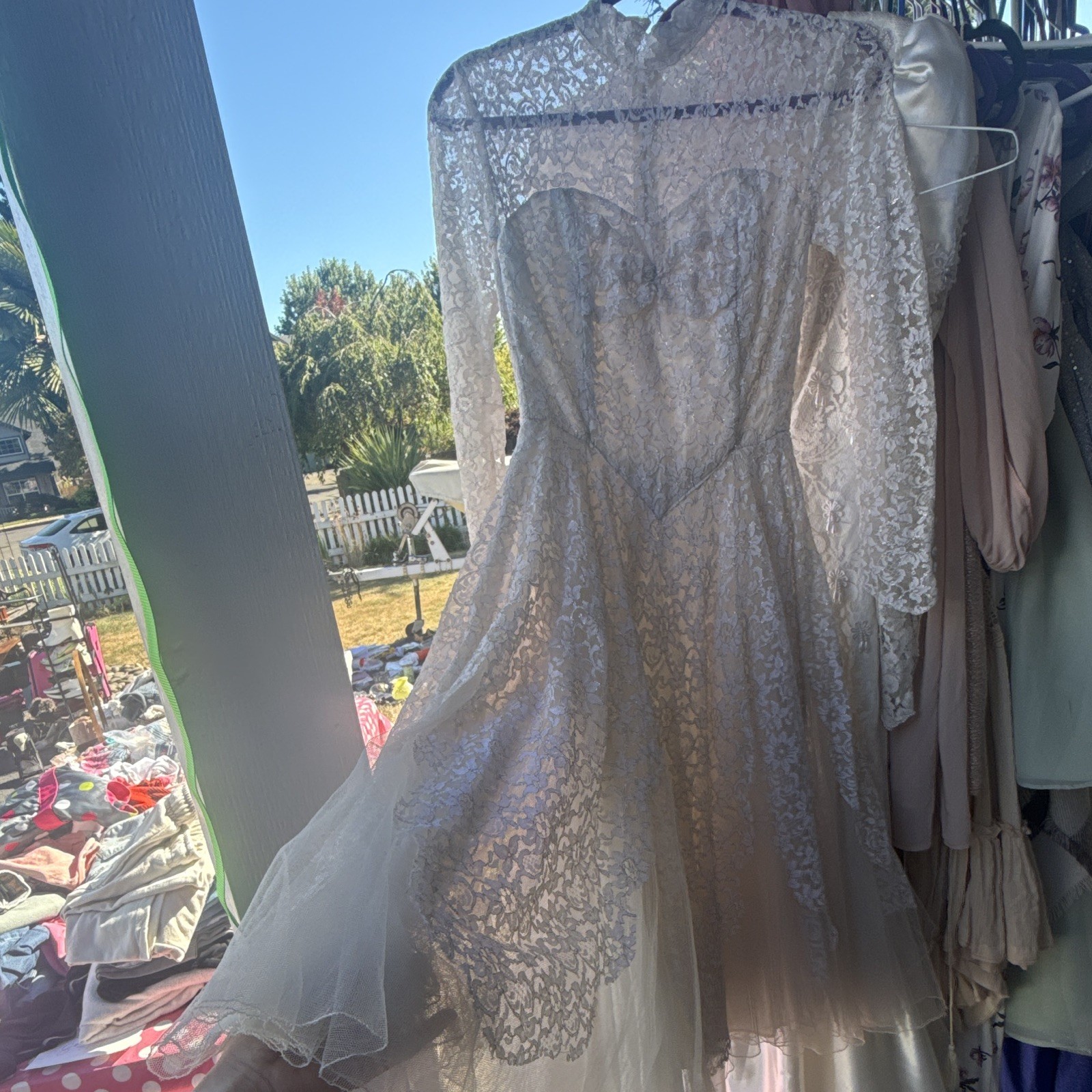 Ivory Lace High Neck Long Sleeve A-Line Full-Length Wedding Dress