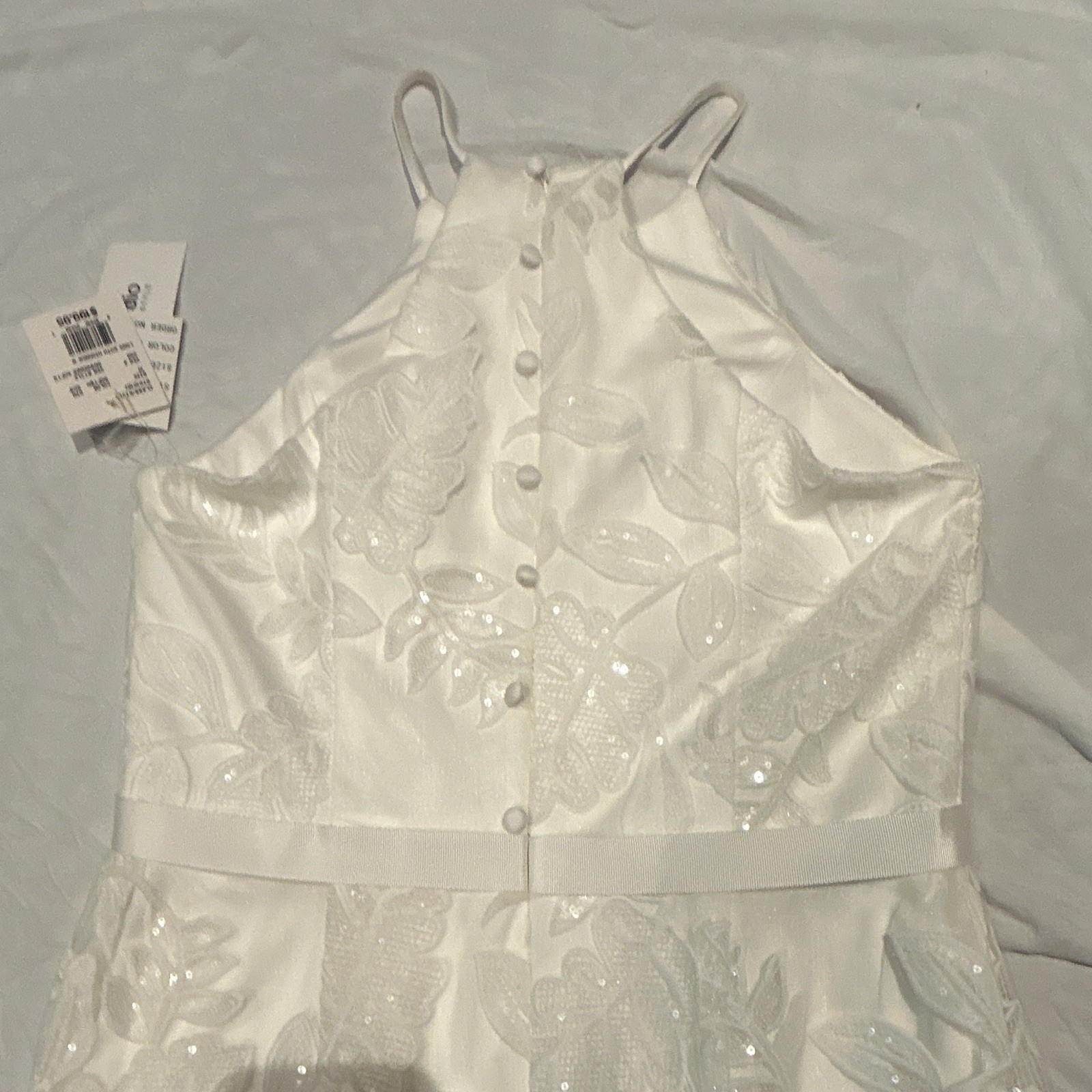 David’s Bridal Halter A-Line Satin Full-Length Beaded Wedding Dress 10